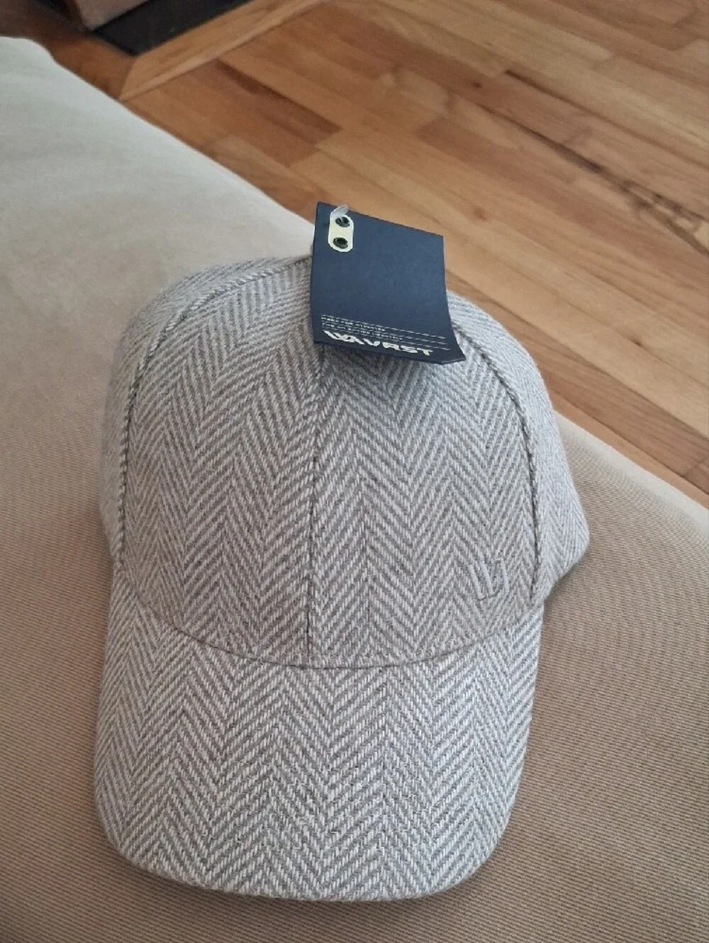 Men's Herringbone Baseball Cap in Light Gray